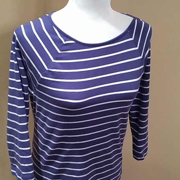 5 for $20! Ann Taylor Purple and White Striped Top - Picture 2 of 7
